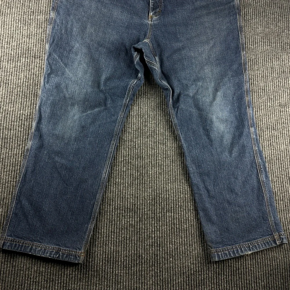Duluth Trading Co Flex Ballroom Jeans Mens 42x28 Blue Straight Leg Work Denim